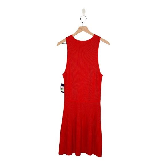 RACHEL by RACHEL ROY Sleeveless Dress Large Short Mini Knit Red Orange Tank NEW - Picture 12 of 14